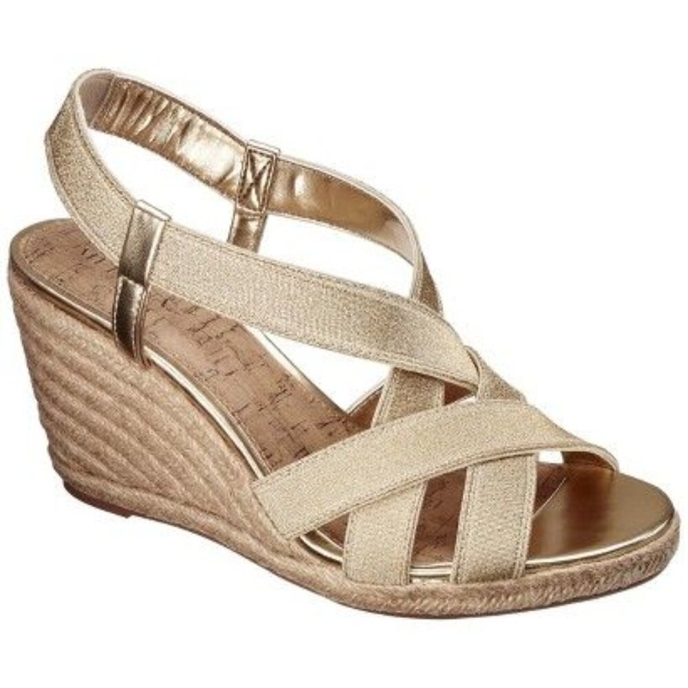 MERONA Gold Wedge Espadrilles Sandals | Size 11M w/Box